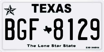 TX license plate BGF8129