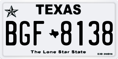TX license plate BGF8138