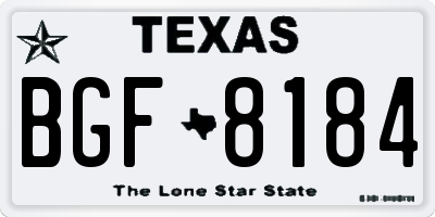 TX license plate BGF8184