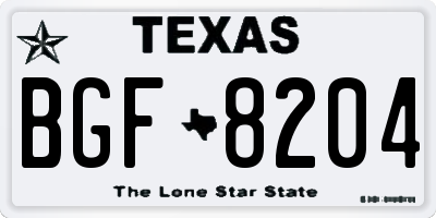TX license plate BGF8204