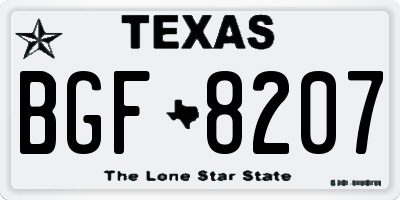 TX license plate BGF8207