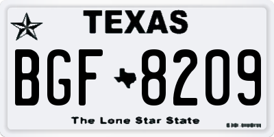 TX license plate BGF8209