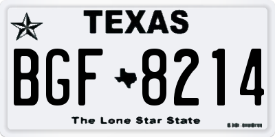 TX license plate BGF8214