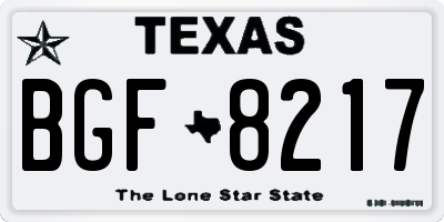 TX license plate BGF8217