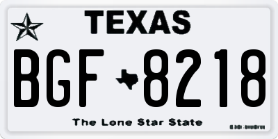 TX license plate BGF8218