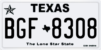 TX license plate BGF8308