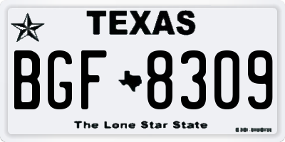 TX license plate BGF8309