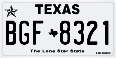 TX license plate BGF8321