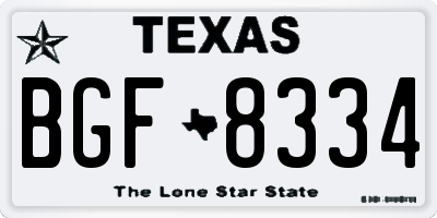 TX license plate BGF8334