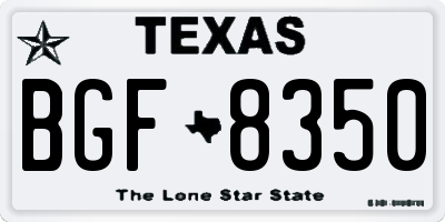 TX license plate BGF8350