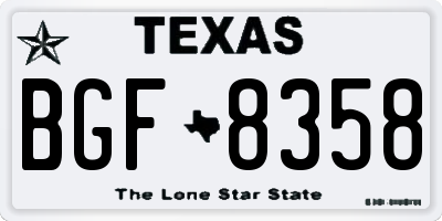 TX license plate BGF8358
