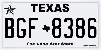 TX license plate BGF8386