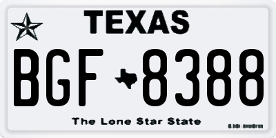 TX license plate BGF8388