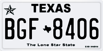 TX license plate BGF8406