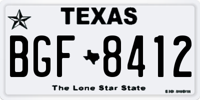 TX license plate BGF8412
