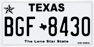 TX license plate BGF8430