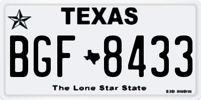 TX license plate BGF8433