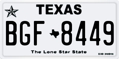 TX license plate BGF8449