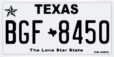 TX license plate BGF8450
