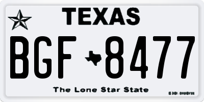 TX license plate BGF8477