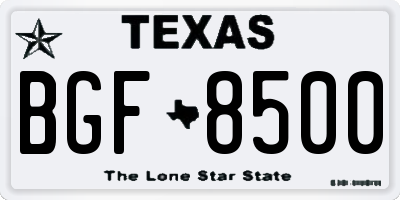 TX license plate BGF8500