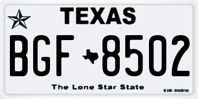 TX license plate BGF8502