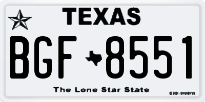 TX license plate BGF8551