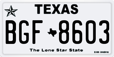 TX license plate BGF8603