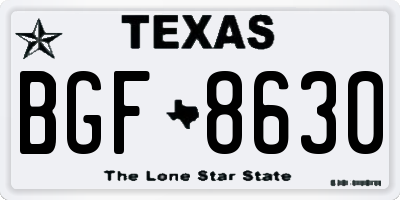 TX license plate BGF8630