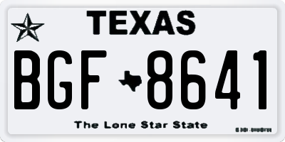 TX license plate BGF8641