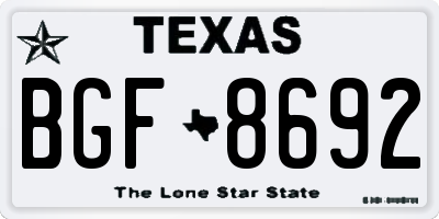 TX license plate BGF8692