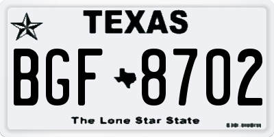 TX license plate BGF8702