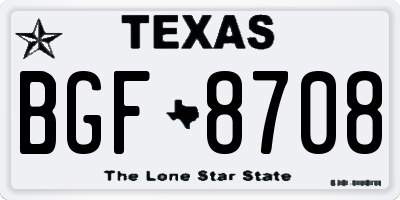 TX license plate BGF8708