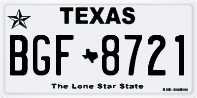 TX license plate BGF8721