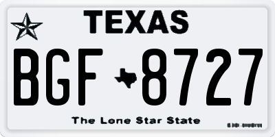 TX license plate BGF8727