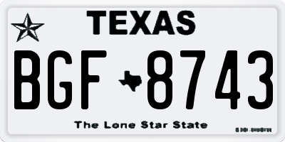 TX license plate BGF8743