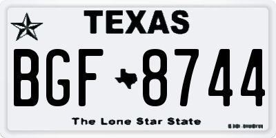 TX license plate BGF8744