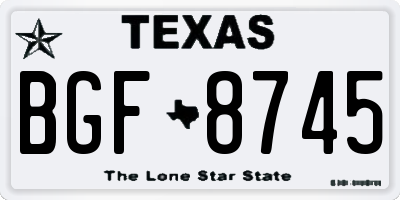 TX license plate BGF8745