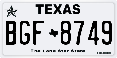 TX license plate BGF8749