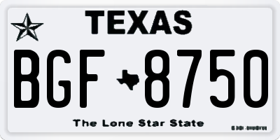 TX license plate BGF8750
