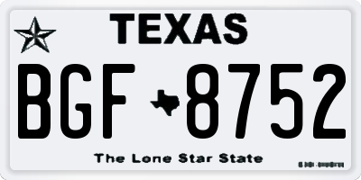 TX license plate BGF8752
