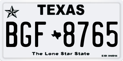 TX license plate BGF8765