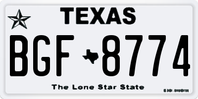 TX license plate BGF8774