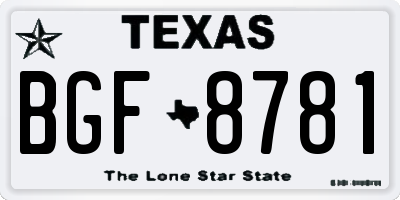 TX license plate BGF8781