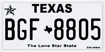 TX license plate BGF8805