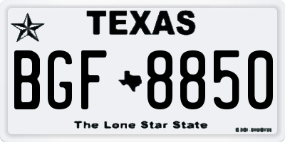 TX license plate BGF8850