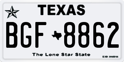 TX license plate BGF8862
