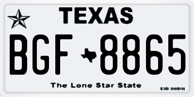 TX license plate BGF8865
