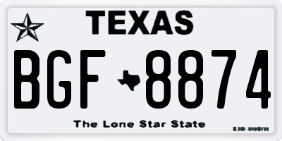 TX license plate BGF8874