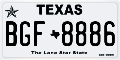 TX license plate BGF8886